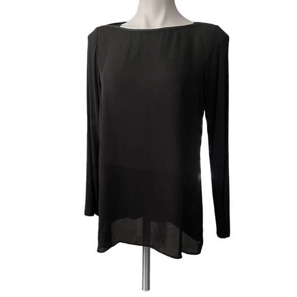 Lola & Sophie Faux Leather Piping Boat Neck Top - Picture 6 of 12